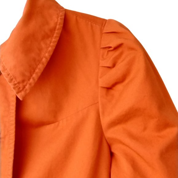 Anthropologie Elevenses Orange Spring Button Up Pea coat- trench style Jacket 2 - Picture 12 of 14